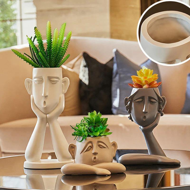 Solène – Trio de sculptures cache-pots artisanales et texturées