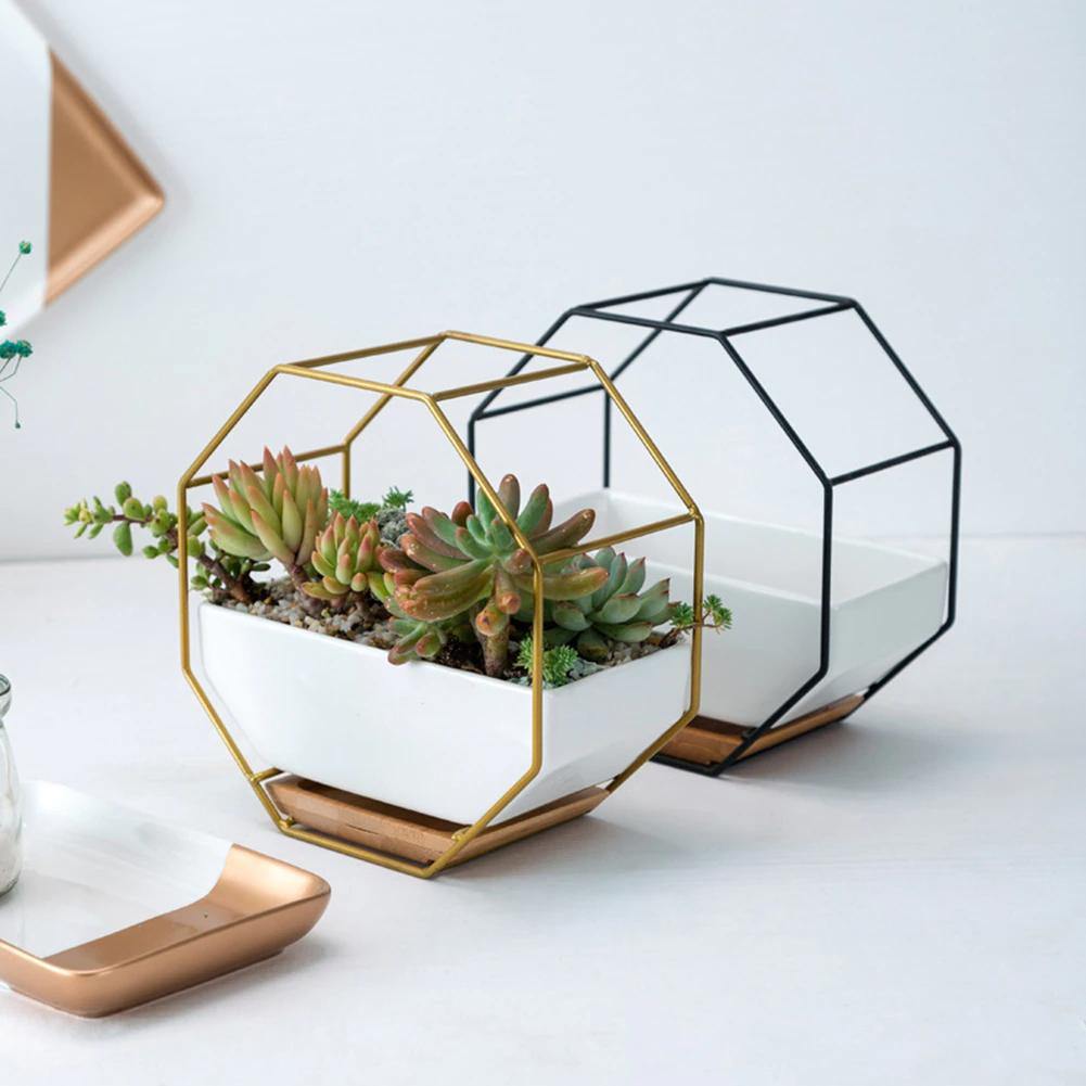 Lunara – Jardinière murale géométrique et naturelle en céramique