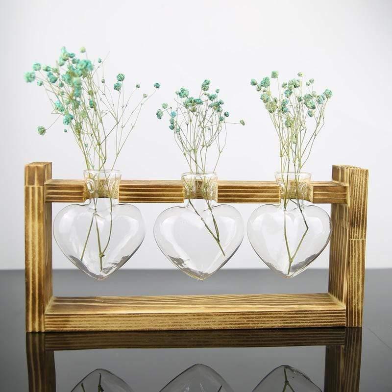 Lunara – Vase de bouturage en verre et bois artisanal et décoratif