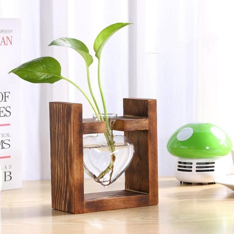 Lunara – Vase de bouturage en verre et bois artisanal et décoratif
