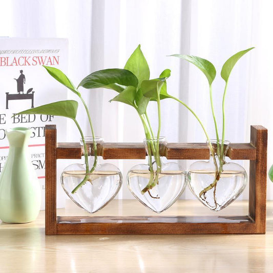 Lunara – Vase de bouturage en verre et bois artisanal et décoratif